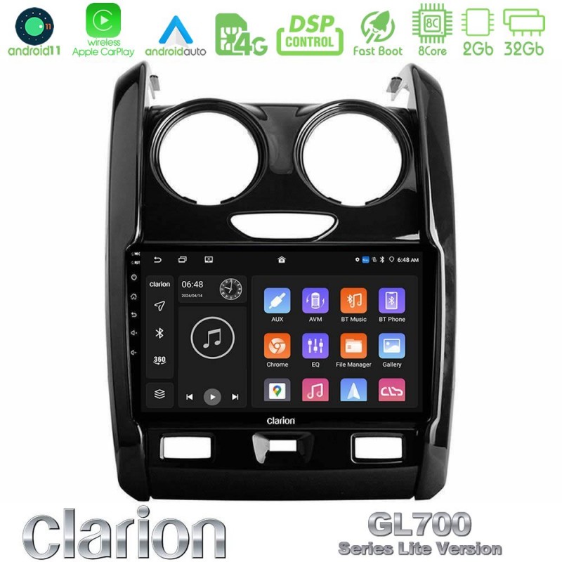 Clarion GL700 Lite Series 8Core Android11 2+32GB Dacia Duster 2014-2018 Navigation Multimedia Tablet 9