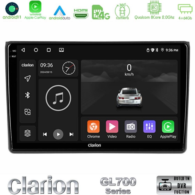 Clarion GL700 Series 8Core Android13 4+64GB Audi A4 B7 Navigation Multimedia Tablet 9