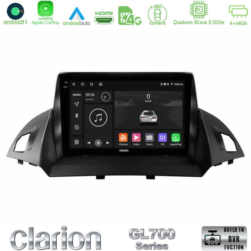 Clarion GL700 Series 8Core Android13 4+64GB Ford C-Max/Kuga Navigation Multimedia Tablet 9