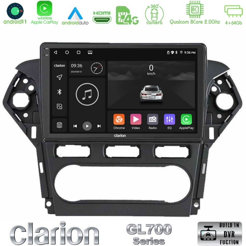 Clarion GL700 Series 8Core Android13 4+64GB Ford Mondeo 2011-2014 Navigation Multimedia Tablet 9