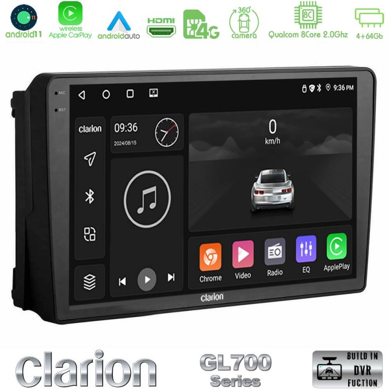 Clarion GL700 Series 8Core Android13 4+64GB Ford 2007-&gt; Navigation Multimedia Tablet 9