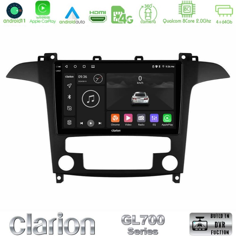 Clarion GL700 Series 8Core Android13 4+64GB Ford S-Max 2006-2012 Navigation Multimedia Tablet 9