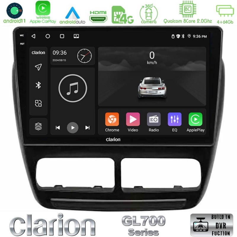 Clarion GL700 Series 8Core Android13 4+64GB Fiat Doblo / Opel Combo 2010-2014 Navigation Multimedia Tablet 9