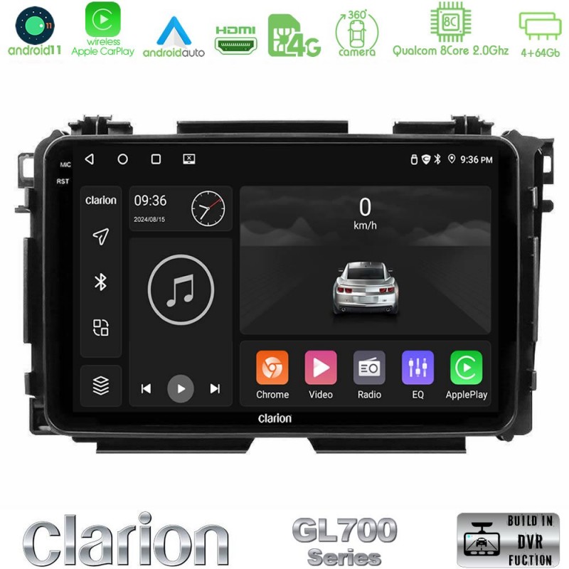 Clarion GL700 Series 8Core Android13 4+64GB Honda HR-V Navigation Multimedia Tablet 9