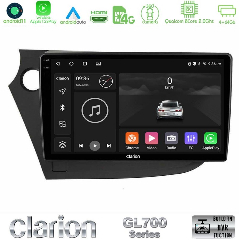 Clarion GL700 Series 8Core Android13 4+64GB Honda Insight 2009-2015 Navigation Multimedia Tablet 9