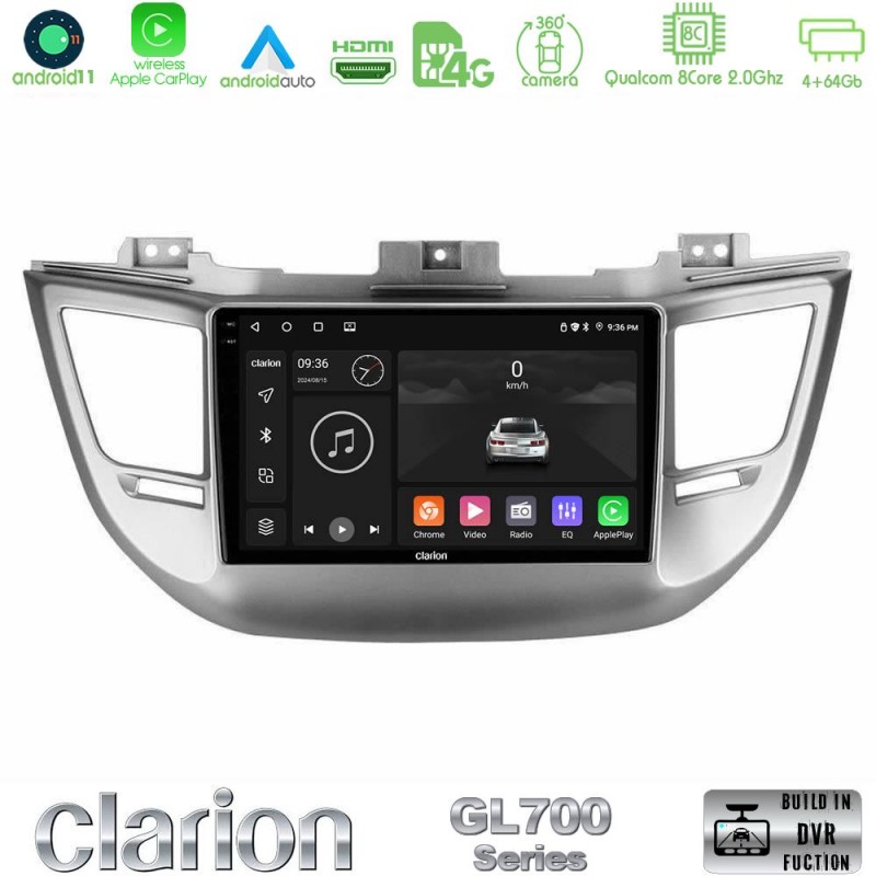 Clarion GL700 Series 8Core Android13 4+64GB Hyundai Tucson 2015-2018 Navigation Multimedia Tablet 9