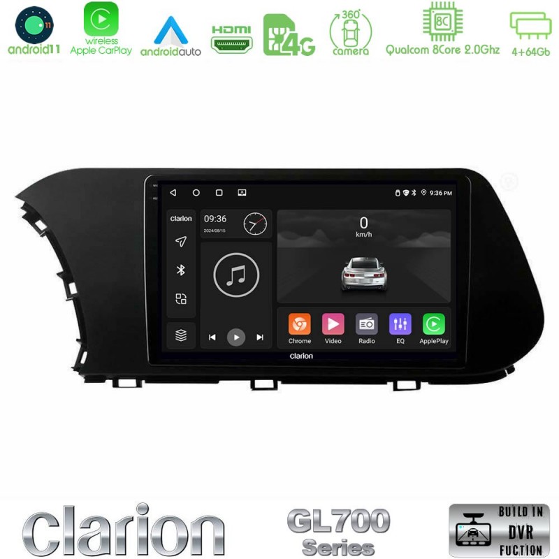 Clarion GL700 Series 8Core Android13 4+64GB Hyundai i20 2021-2023 Navigation Multimedia Tablet 9