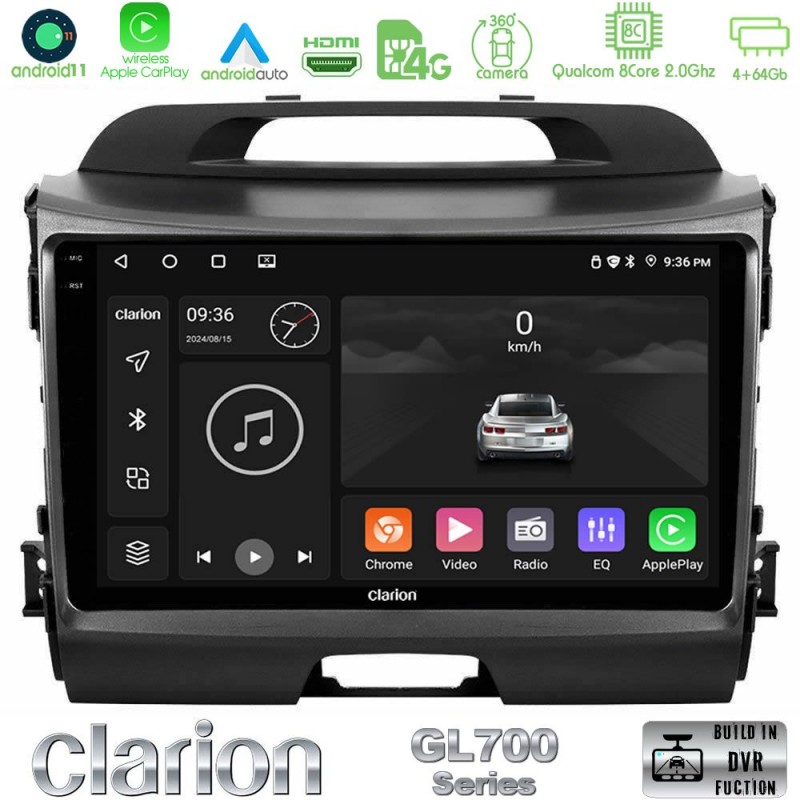 Clarion GL700 Series 8Core Android13 4+64GB Kia Sportage Navigation Multimedia Tablet 9