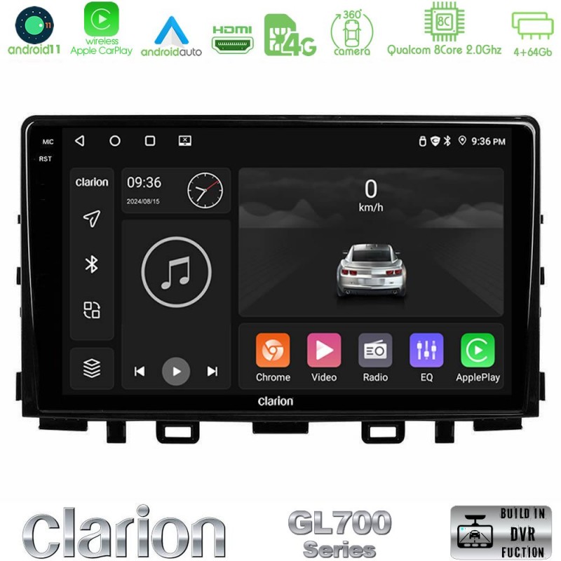 Clarion GL700 Series 8Core Android13 4+64GB Kia Stonic Navigation Multimedia Tablet 9