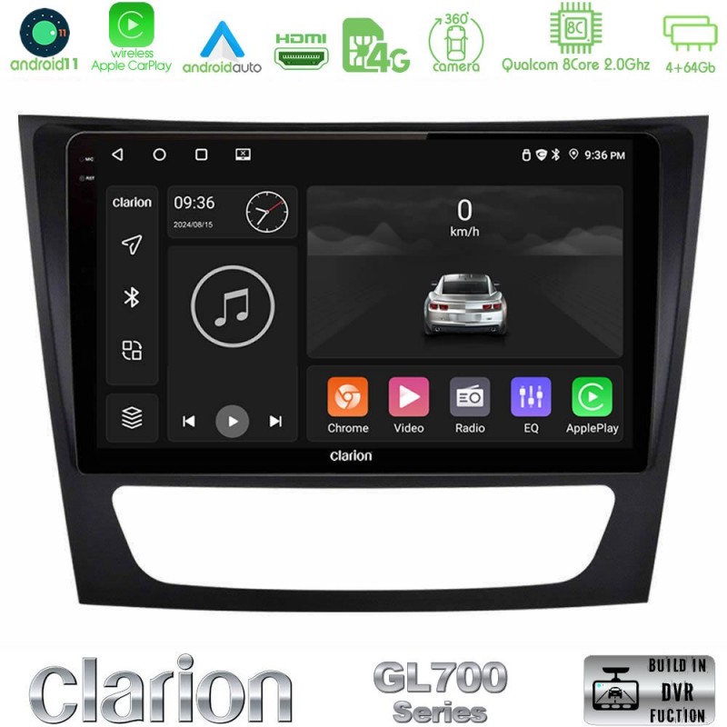 Clarion GL700 Series 8Core Android13 4+64GB Mercedes E Class / CLS Class Navigation Multimedia Tablet 9