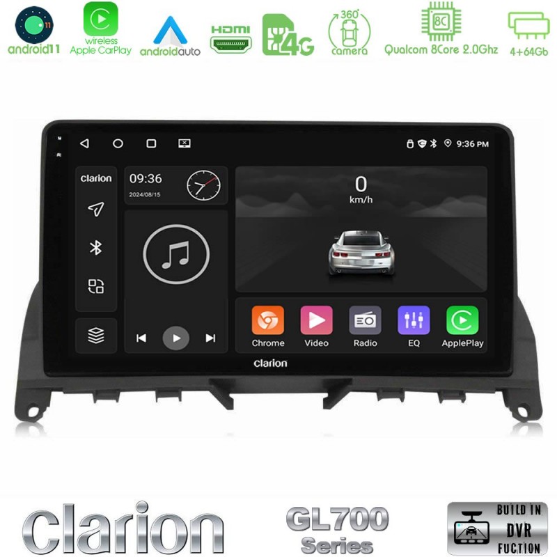 Clarion GL700 Series 8Core Android13 4+64GB Mercedes C Class W204 Navigation Multimedia Tablet 9