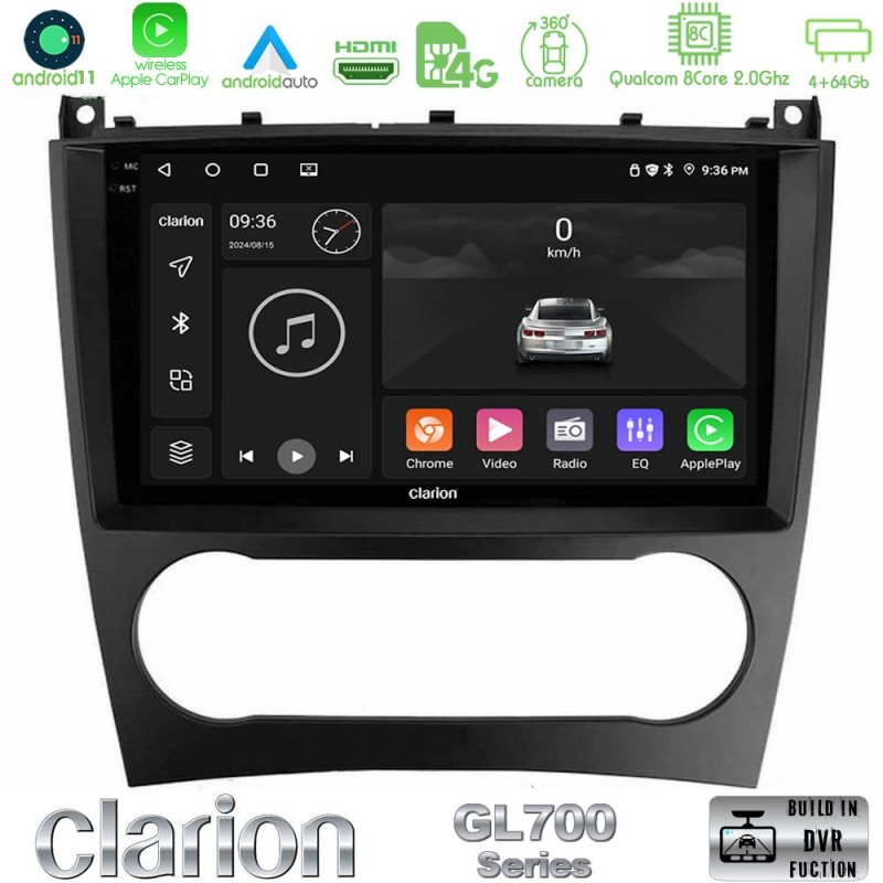 Clarion GL700 Series 8Core Android13 4+64GB Mercedes W203 Facelift Navigation Multimedia Tablet 9