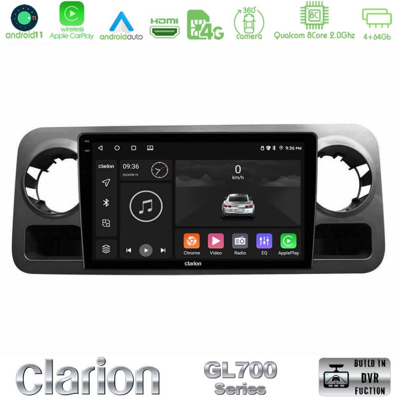 Clarion GL700 Series 8Core Android13 4+64GB Mercedes Sprinter W907 Navigation Multimedia Tablet 10