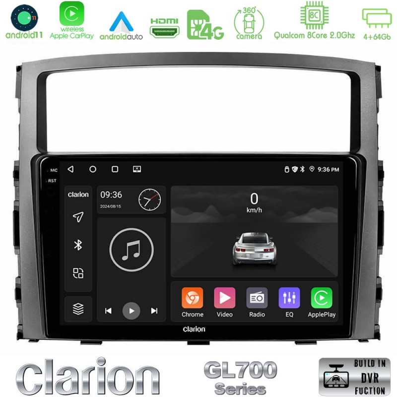 Clarion GL700 Series 8Core Android13 4+64GB Mitsubishi Pajero 2008-2009 Navigation Multimedia Tablet 9