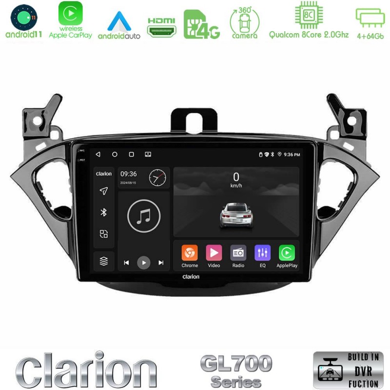 Clarion GL700 Series 8Core Android13 4+64GB Opel Corsa E/Adam Navigation Multimedia Tablet 9