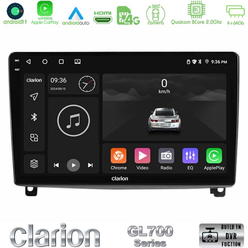 Clarion GL700 Series 8Core Android13 4+64GB Peugeot 407 Navigation Multimedia Tablet 9