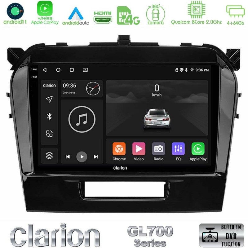 Clarion GL700 Series 8Core Android13 4+64GB Suzuki Vitara 2015-2021 Navigation Multimedia Tablet 9