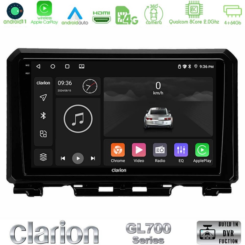 Clarion GL700 Series 8Core Android13 4+64GB Suzuki Jimny 2018-2022 Navigation Multimedia Tablet 9