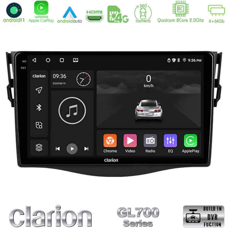 Clarion GL700 Series 8Core Android13 4+64GB Toyota RAV4 Navigation Multimedia Tablet 9