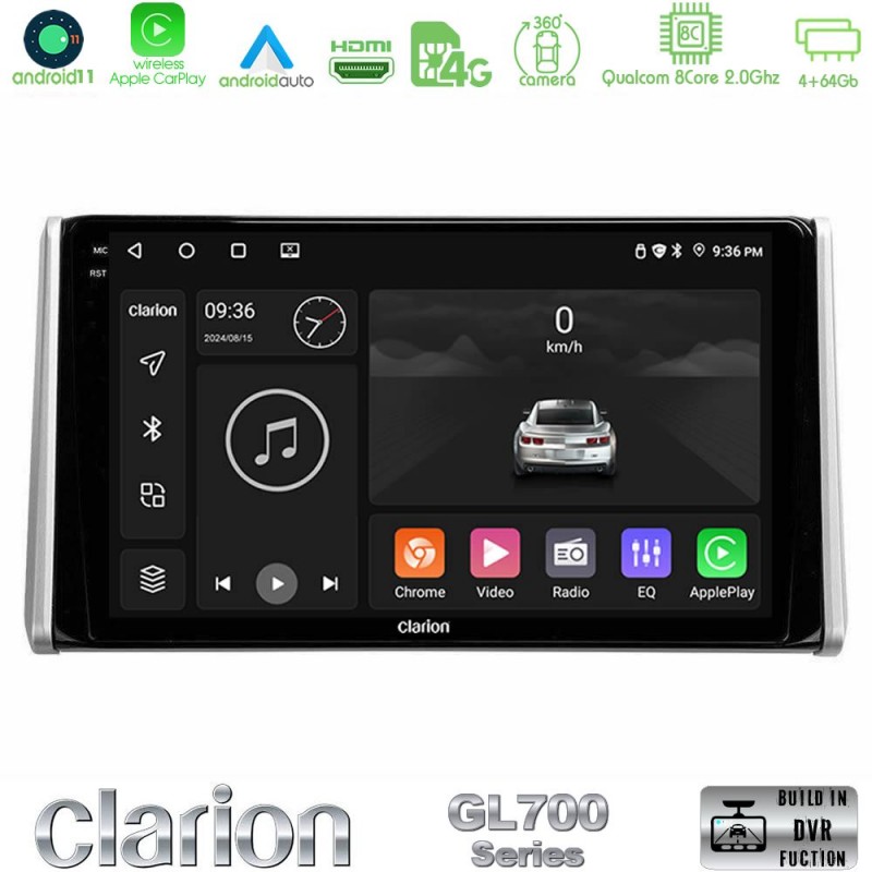 Clarion GL700 Series 8Core Android13 4+64GB Toyota RAV4 2019-2023 Navigation Multimedia Tablet 10