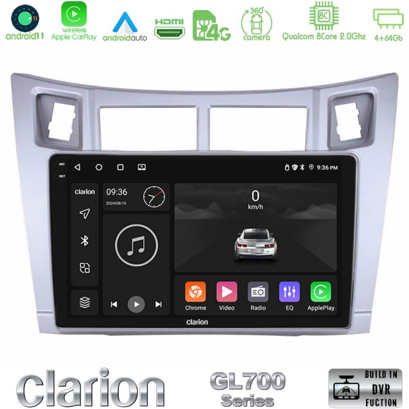 Clarion GL700 Series 8Core Android13 4+64GB Toyota Yaris Navigation Multimedia Tablet 9