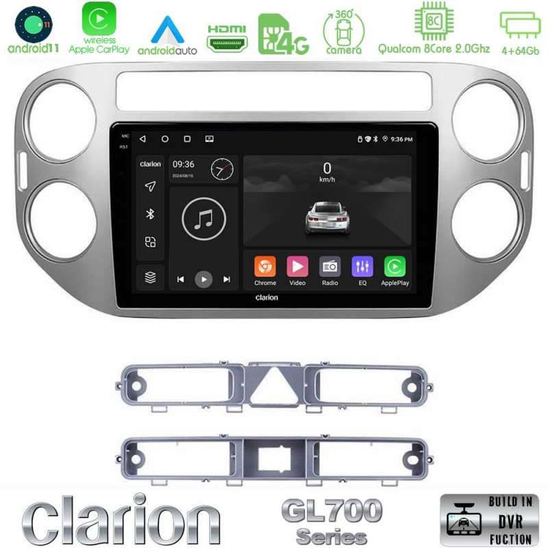 Clarion GL700 Series 8Core Android13 4+64GB VW Tiguan Navigation Multimedia Tablet 9