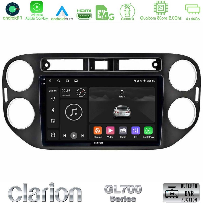 Clarion GL700 Series 8Core Android13 4+64GB VW Tiguan Navigation Multimedia Tablet 9