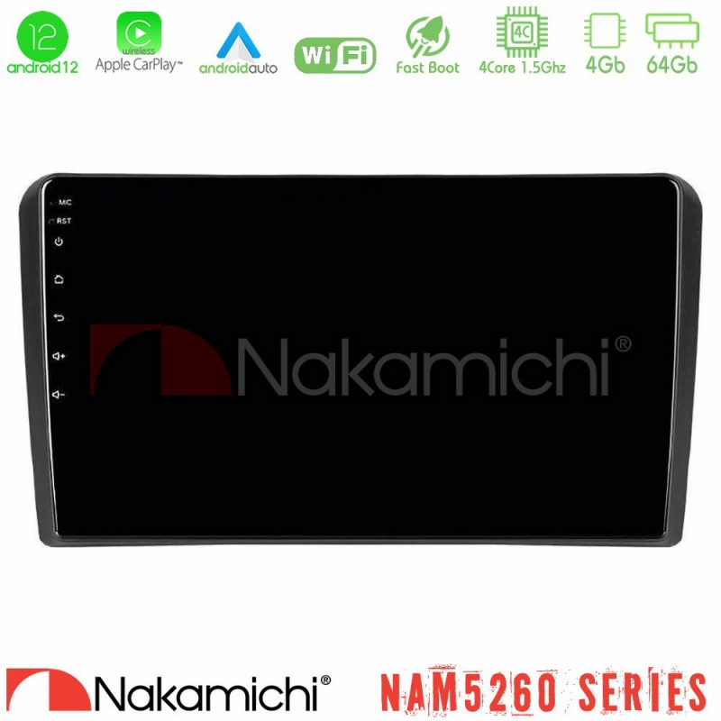 Nakamichi NAM5260 Series 4Core Android12 4+64GB Audi A3 8P Navigation Multimedia Tablet 9