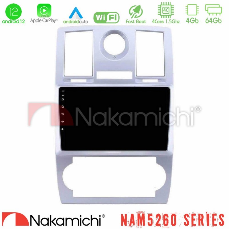 Nakamichi NAM5260 Series 4Core Android12 4+64GB Chrysler 300C Navigation Multimedia Tablet 9