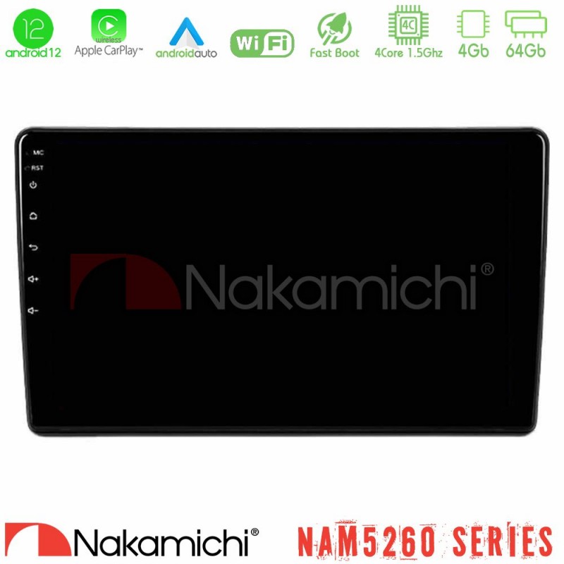 Nakamichi NAM5260 Series 4Core Android12 4+64GB Peugeot Partner / Citroën Berlingo 2008-2018 Navigation Multimedia Tablet 9