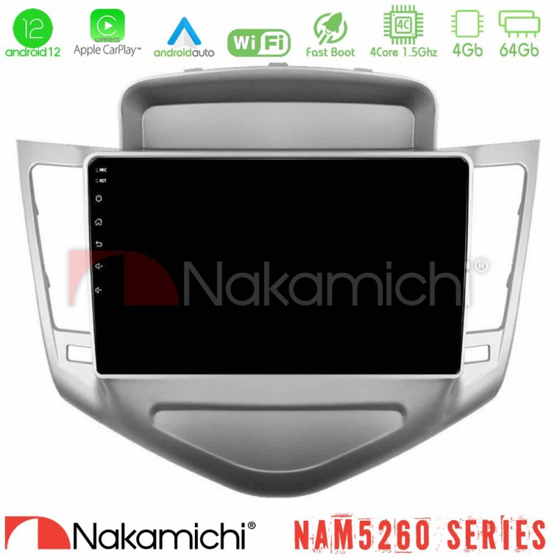 Nakamichi NAM5260 Series 4Core Android12 4+64GB Chevrolet Cruze 2009-2012 Navigation Multimedia Tablet 9