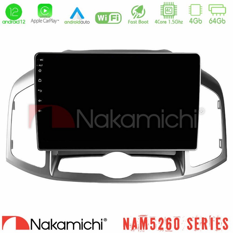 Nakamichi NAM5260 Series 4Core Android12 4+64GB Chevrolet Captiva 2012-2016 Navigation Multimedia Tablet 9