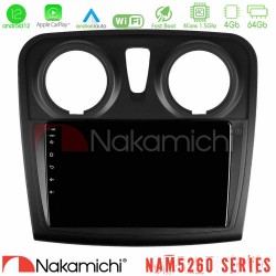 Nakamichi NAM5260 Series 4Core Android12 4+64GB Dacia Sandero/Dokker 2014-2020 Navigation Multimedia Tablet 9