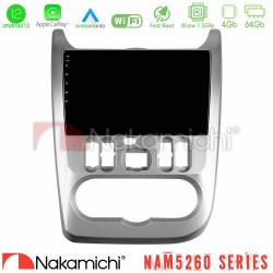 Nakamichi NAM5260 Series 4Core Android12 4+64GB Dacia Duster/Sandero/Logan Navigation Multimedia Tablet 9