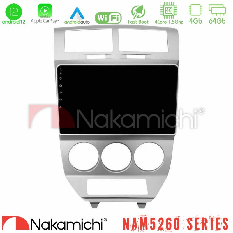 Nakamichi NAM5260 Series 4Core Android12 4+64GB Dodge Caliber 2006-2011 Navigation Multimedia Tablet 10