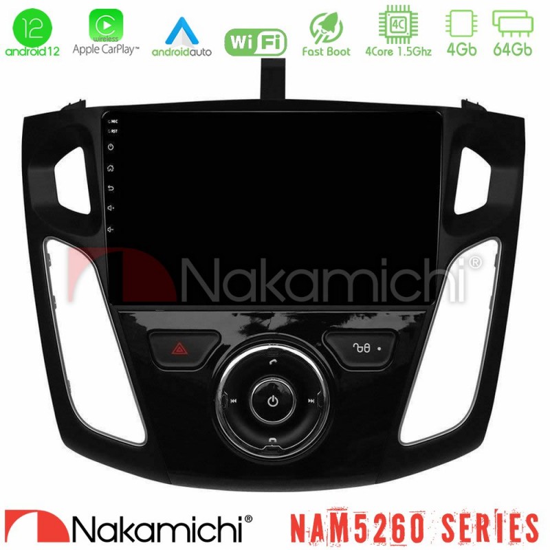 Nakamichi NAM5260 Series 4Core Android12 4+64GB Ford Focus 2012-2018 Navigation Multimedia Tablet 9