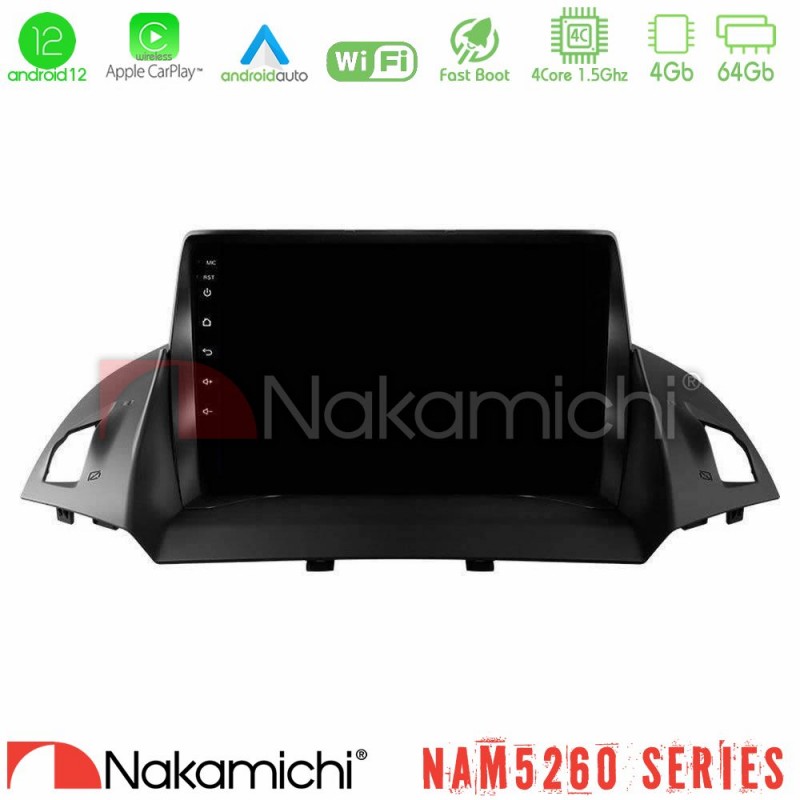 Nakamichi NAM5260 Series 4Core Android12 4+64GB Ford C-Max/Kuga Navigation Multimedia Tablet 9