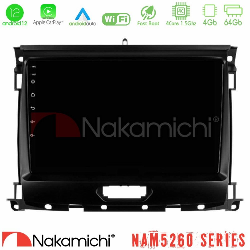 Nakamichi NAM5260 Series 4Core Android12 4+64GB Ford Ranger 2017-2022 Navigation Multimedia Tablet 9