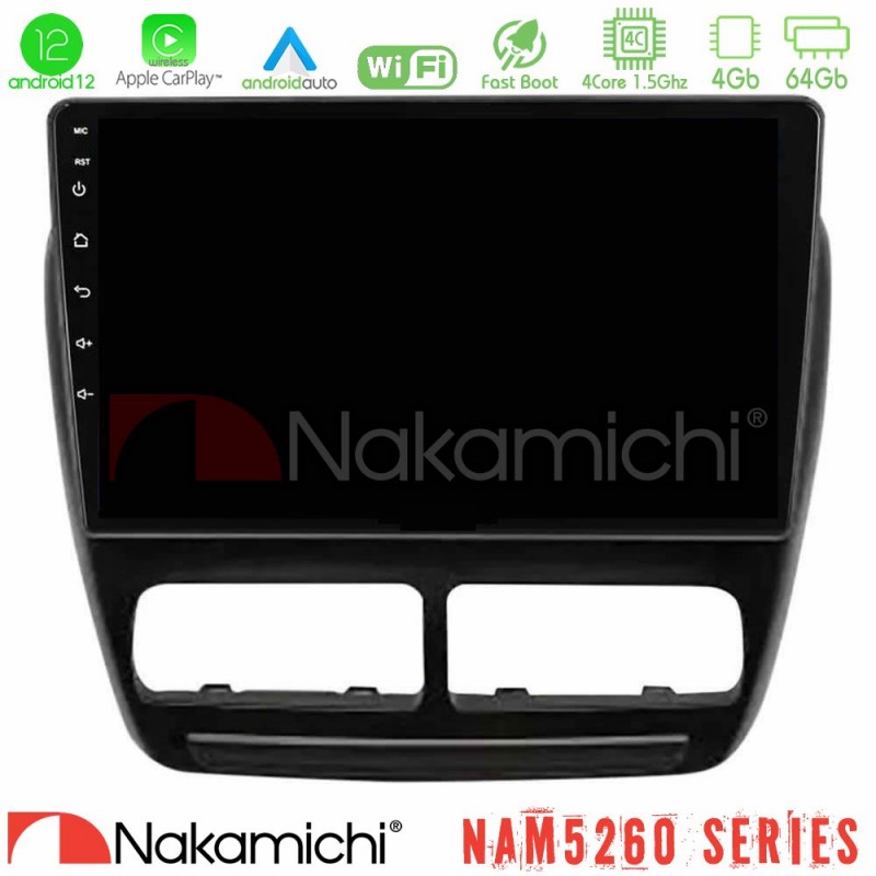 Nakamichi NAM5260 Series 4Core Android12 4+64GB Fiat Doblo / Opel Combo 2010-2014 Navigation Multimedia Tablet 9