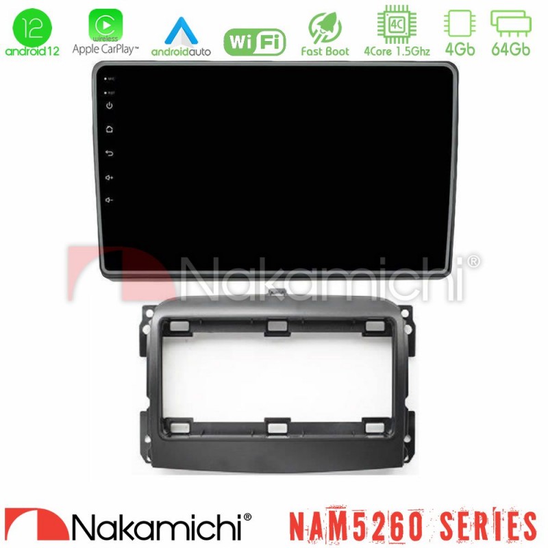 Nakamichi NAM5260 Series 4Core Android12 4+64GB Fiat 500L Navigation Multimedia Tablet 10