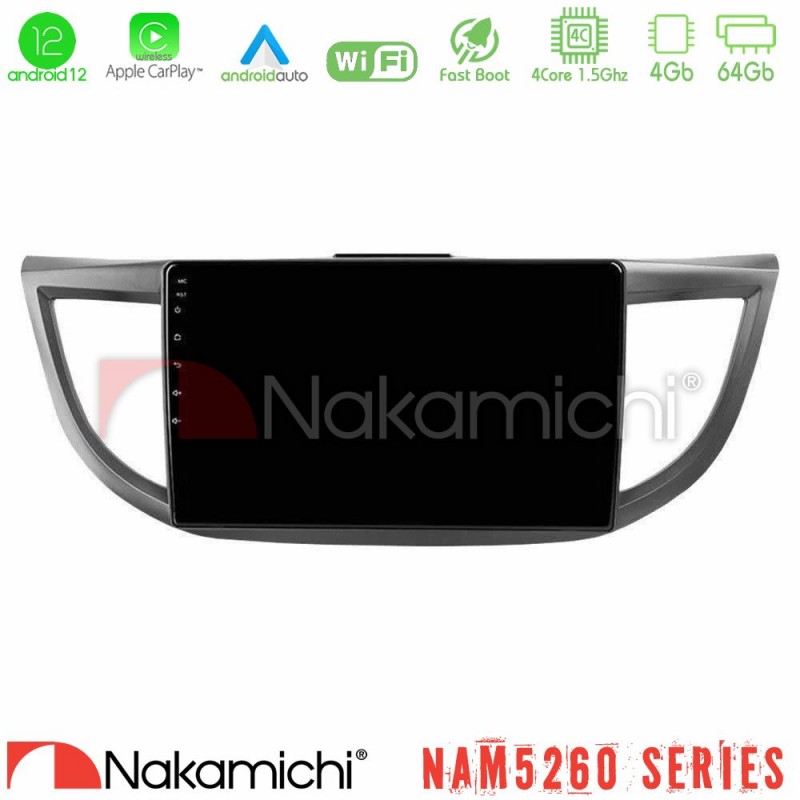 Nakamichi NAM5260 Series 4Core Android12 4+64GB Honda CRV 2012-2017 Navigation Multimedia Tablet 9