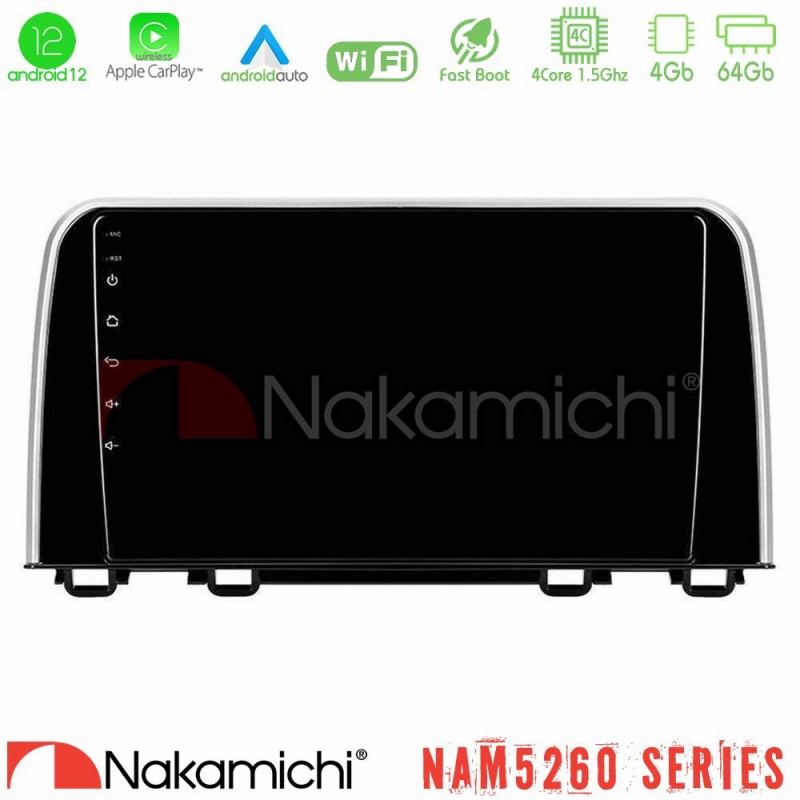 Nakamichi NAM5260 Series 4Core Android12 4+64GB Honda CR-V 2019-&gt; Navigation Multimedia Tablet 10