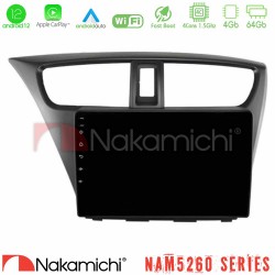 Nakamichi NAM5260 Series 4Core Android12 4+64GB Honda Civic Hatchback 2012-2015 Navigation Multimedia Tablet 9