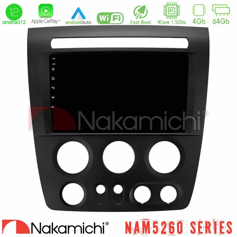 Nakamichi NAM5260 Series 4Core Android12 4+64GB Hummer H3 2005-2009 Navigation Multimedia Tablet 9