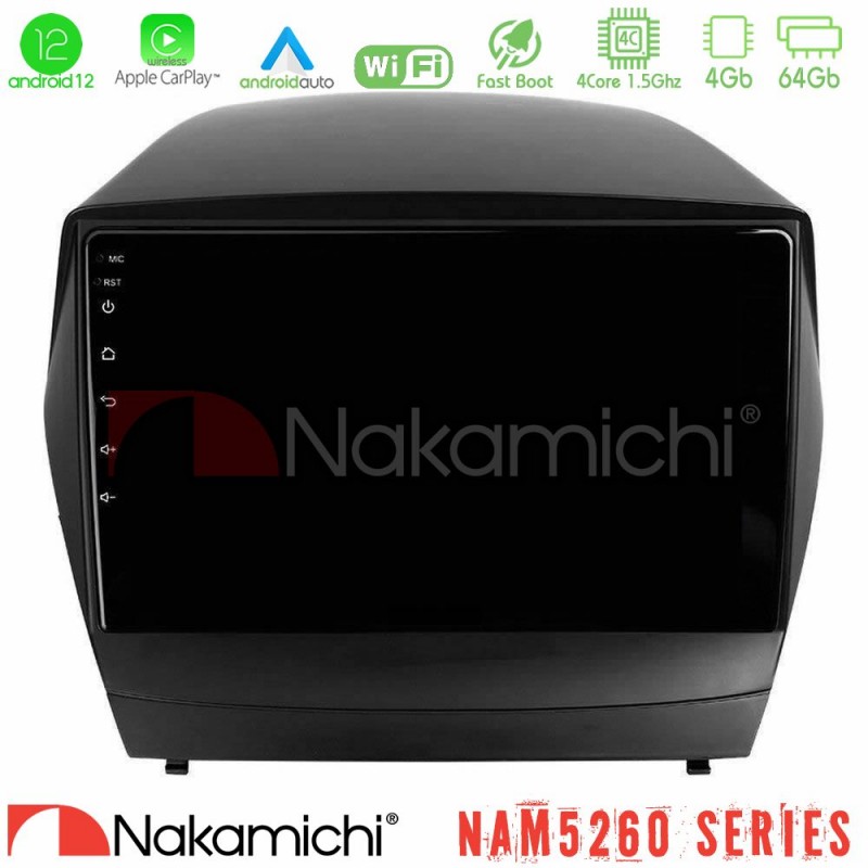 Nakamichi NAM5260 Series 4Core Android12 4+64GB Hyundai IX35 Auto A/C Navigation Multimedia Tablet 9