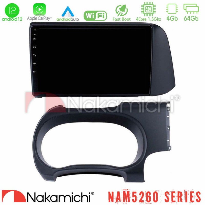 Nakamichi NAM5260 Series 4Core Android12 4+64GB Hyundai i10 Navigation Multimedia Tablet 9