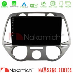 Nakamichi NAM5260 Series 4Core Android12 4+64GB Hyundai i20 2009-2012 Manual A/C Navigation Multimedia Tablet 9