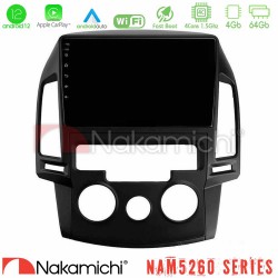 Nakamichi NAM5260 Series 4Core Android12 4+64GB Hyundai i30 2007-2012 Manual A/C Navigation Multimedia Tablet 9