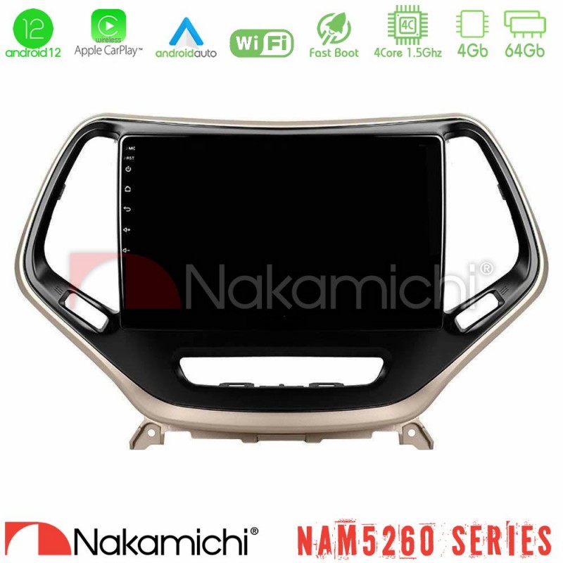 Nakamichi NAM5260 Series 4Core Android12 4+64GB Jeep Cherokee 2014-2019 Navigation Multimedia Tablet 9