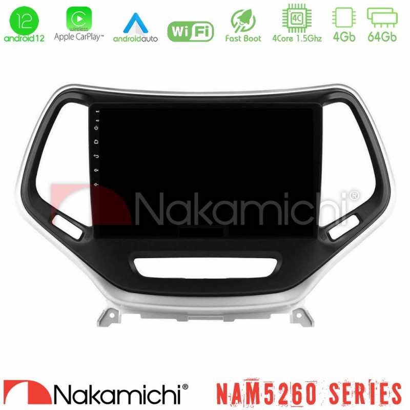 Nakamichi NAM5260 Series 4Core Android12 4+64GB Jeep Cherokee 2014-2019 Navigation Multimedia Tablet 9